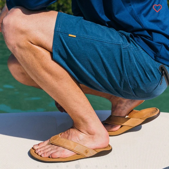Olukai Tan Leather Flip Flops - Picture 2 of 10